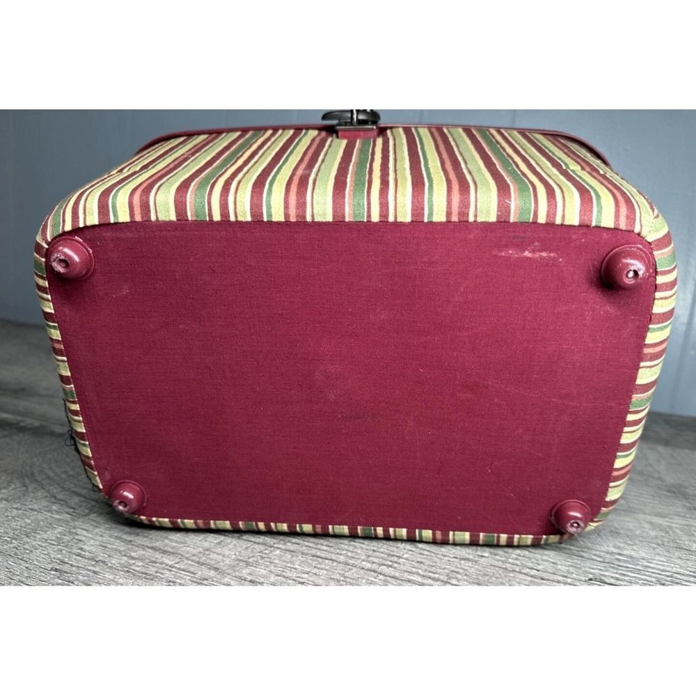 Vintage 70s Sewing Box Carrying Wood Handle Removable Plastic Tray & Extras Lot - Picture 7 of 16